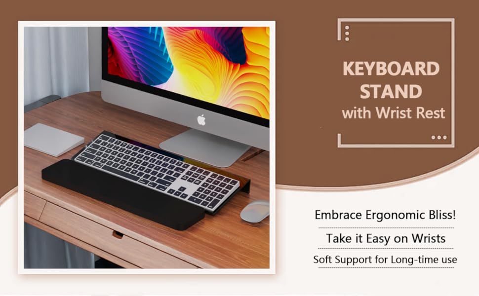FUCDTEFC Black Keyboard Wrist Rest and Keyboard Stand Set