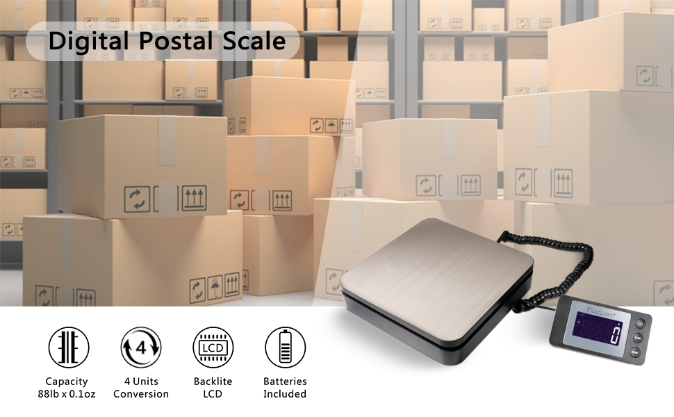 Fuzion Digital Shipping Scale 88lb × 0.1oz, Durable