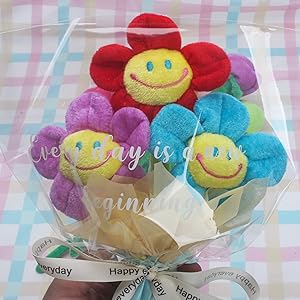 チャンキーフラワー ぬいぐるみ 花束 ギフト 韓国 オルチャン 出産祝 素材 1輪 花束 ラッピング スマイルフラワー 韓国 ぬいぐるみ花束