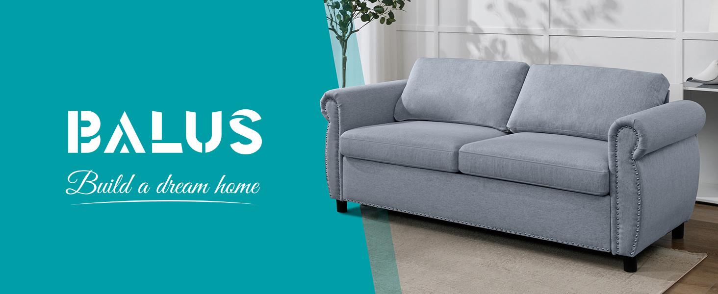 BALUS 2in1 Pull Out Sofa Bed Upholstered 2 Seat