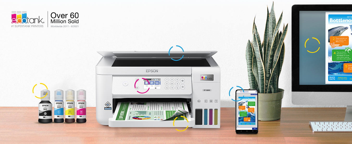 Epson Ecotank Et3830 Wireless Color Allinone Cartridgefree