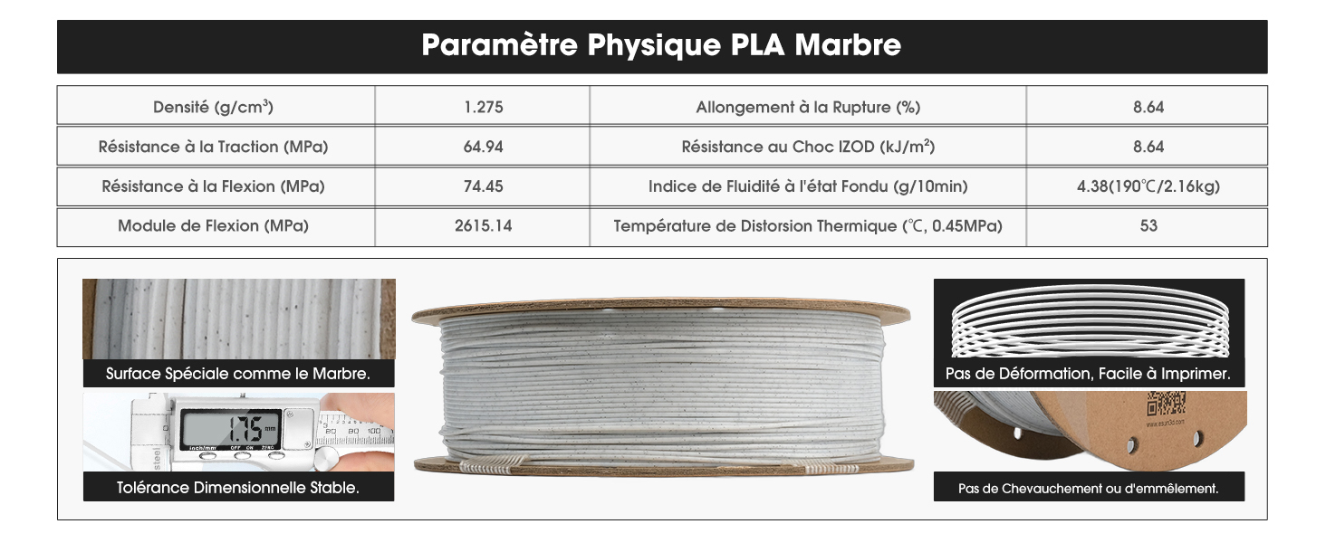 eSUN PLA Marble Filament 1.75mm 3D Printer Filament PLA Marble 1KG Spool Printing Filament