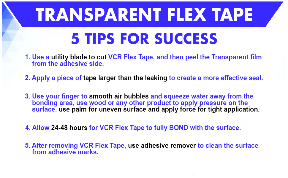 VCR Flex Adhesive Tape Transparent Waterproof 1.52 Meters Length