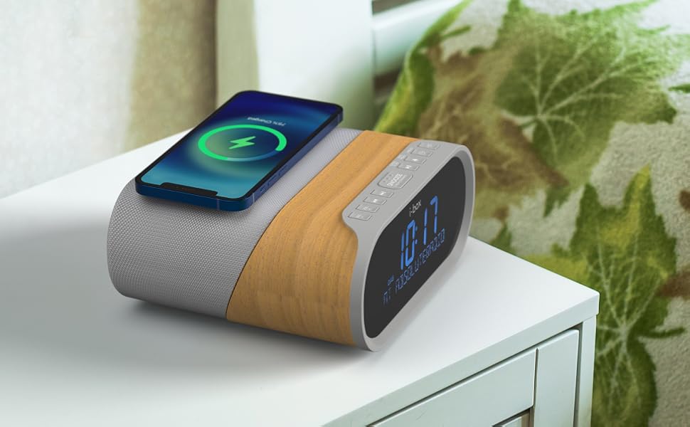 ibox DAB/DAB+ & FM Radio Alarm Clock, Wireless Fast 10W Qi Charging