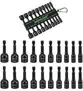 20-Piece Magnetic Nut Driver Set, Metric & SAE 1/4" Hex Shank, Drill Socket Set, Impact Driver Bi...