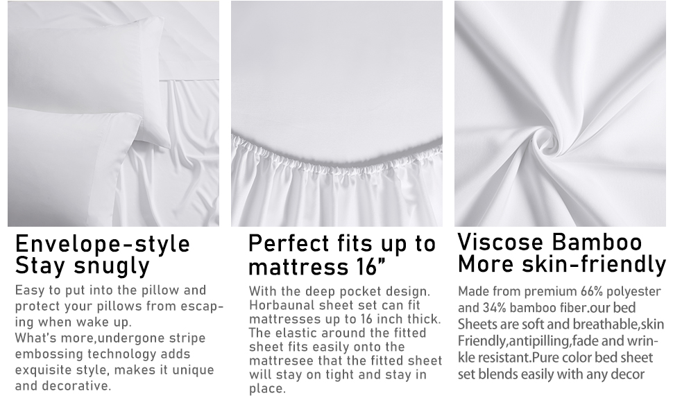 COMFLIVE Bamboo Sheets Queen Size Bed Sheet Set 100 Viscose from