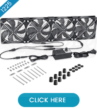 4X 120mm Fans with 100V-240V AC Powered Speed Controller for DIY Server Racks Cooling