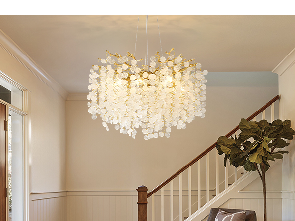 VBKK 24-Inch Gold Coastal Chandelier, Modern Crystal Tree
