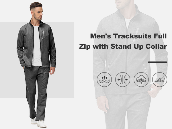 MoFiz Men's Tracksuits 2 Pieces Outfit Full Zip up Sports