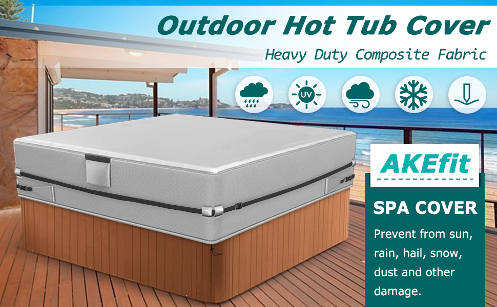 AKEfit Square Hot Tub Cover, Waterproof SPA Covers for Hot