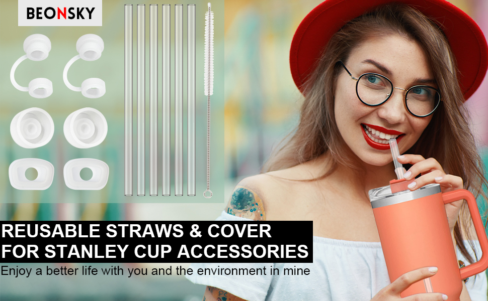 Replacement Straw with Cover Spill Stopper Set for Stanley