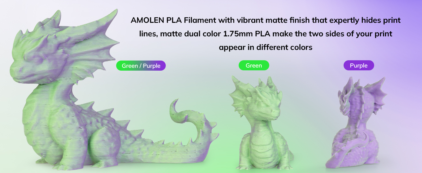 Dual Color PLA Filament Matte PLA 1.75mm multicolor 3D Printer FDM Shining magic pla Color Change
