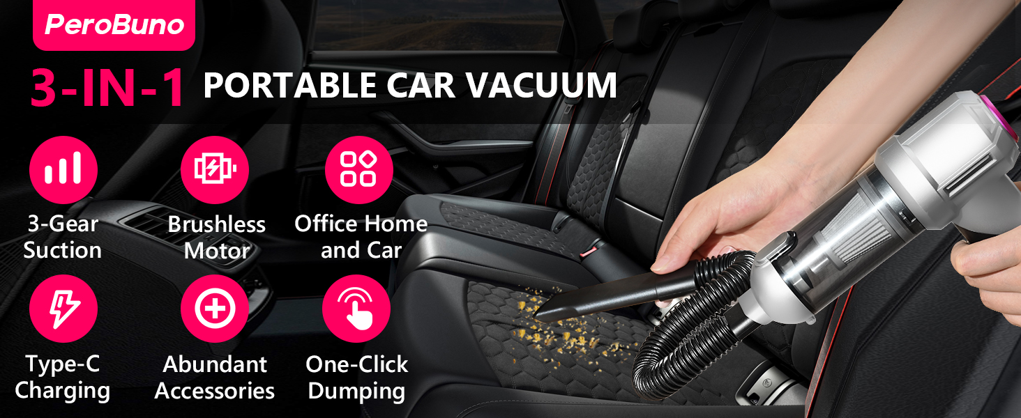 3-IN-1 Portable Car Vacuum Cleaner - Foldable & Cordless Design