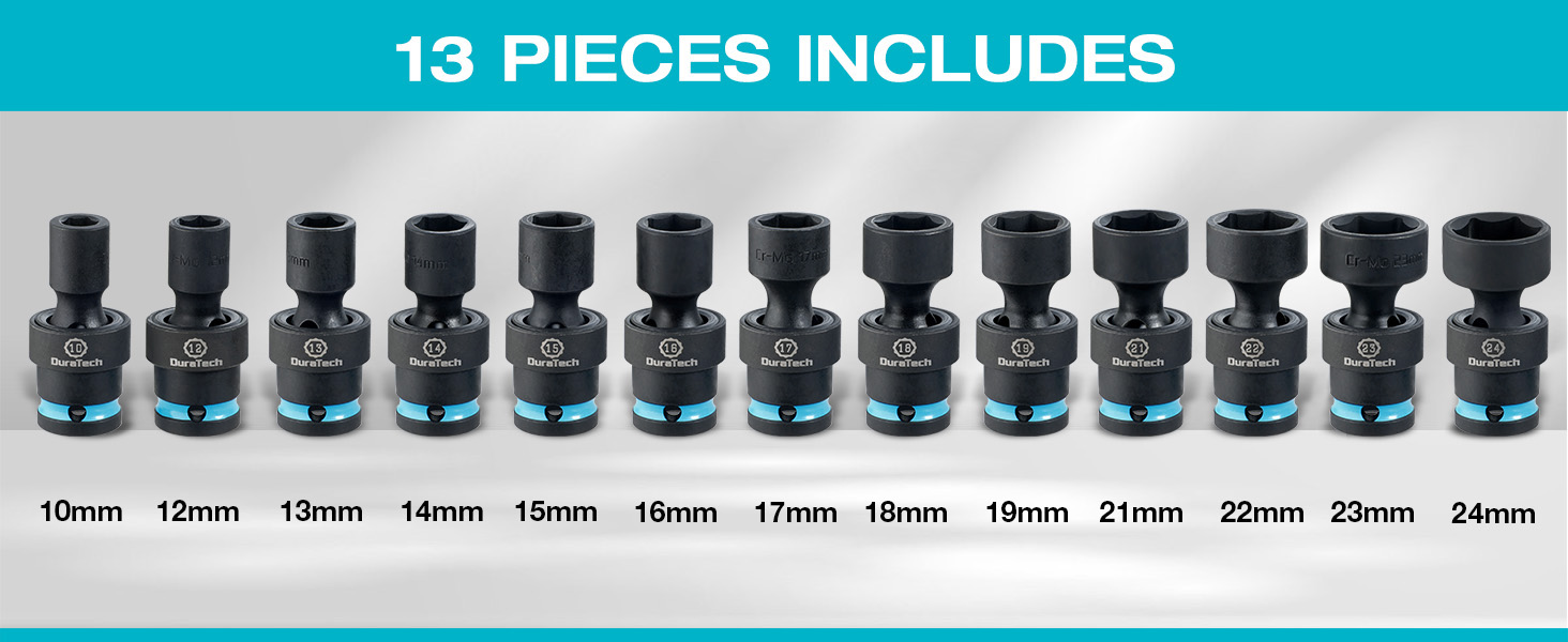 13 pieces impact socket set