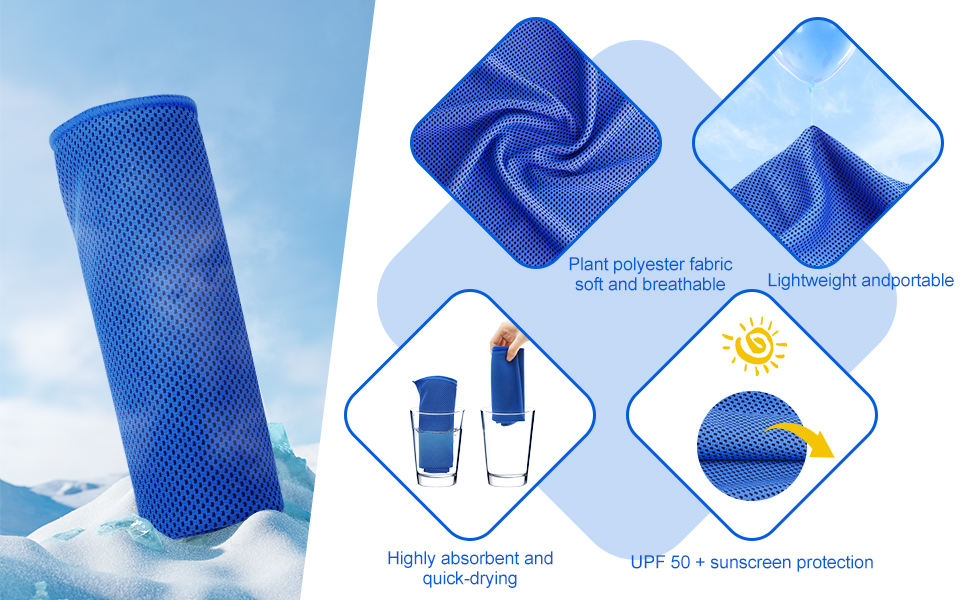 Cooling Towels for Neck and Face 4 Packs, Ice Towel, Soft