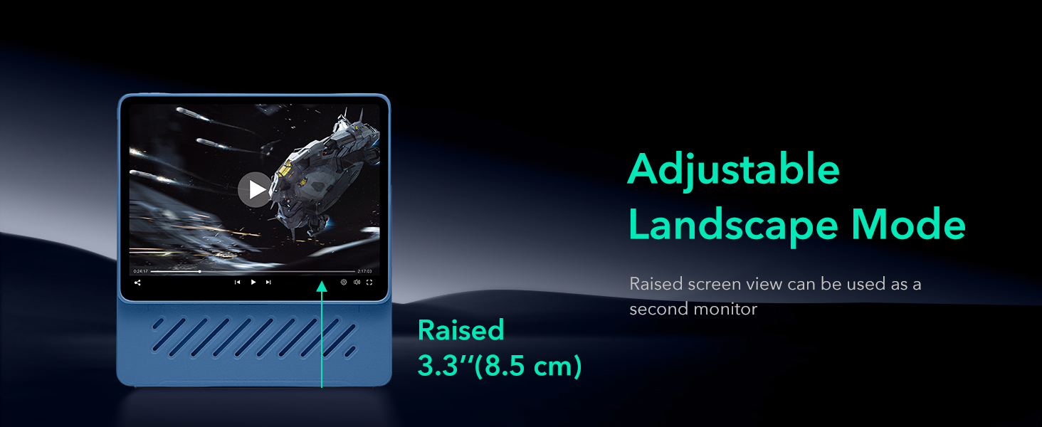 ESR for iPad Pro 13 Inch Case M4(2024), iPad Pro 13 Rotating Case with Removable Magnetic Cover, Adjustable Portrait/Landscape Stand with Raised Screen View, 9 Standing Angles, Shift Series, Blue