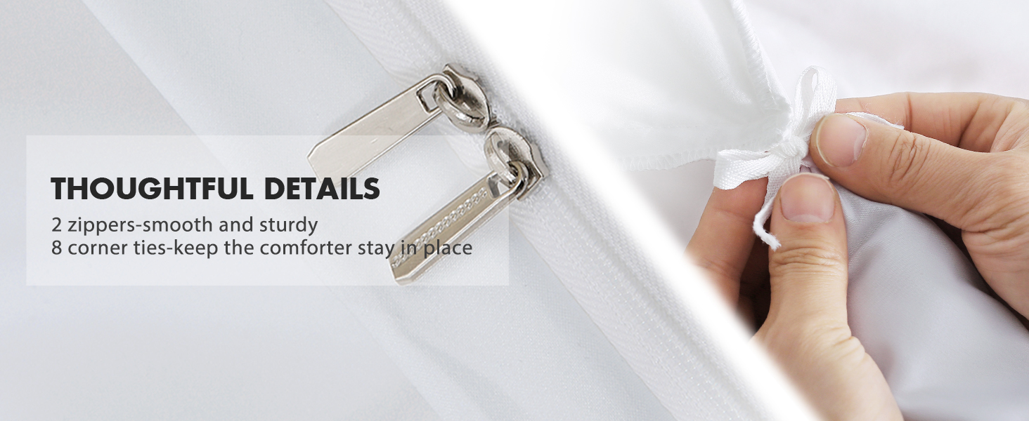 MUXHOMO White Duvet Cover Queen Size, Soft Double Brushed Queen Duvet Covers Set 3 Pieces, Warm