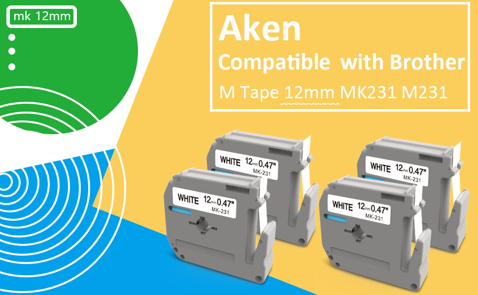 6 Pack MK231 Label Tape Compatible with Brother P Touch M Tape MK231 M231 M231 M