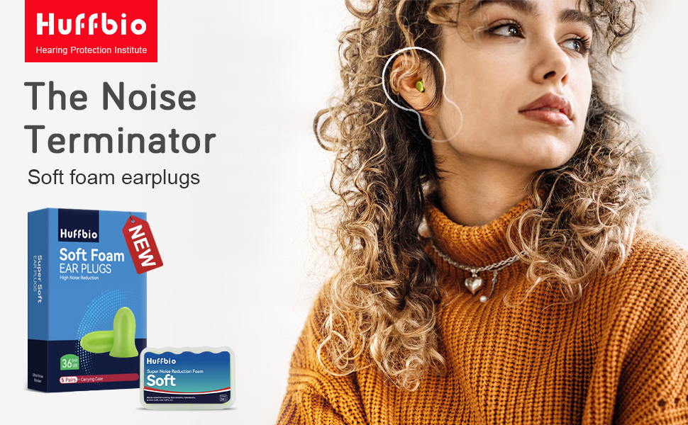 HUFFBIO Revolutionary Ear Plugs for Sleep Soft Foam, 5 Pairs 36dB SNR,2023 New Noise