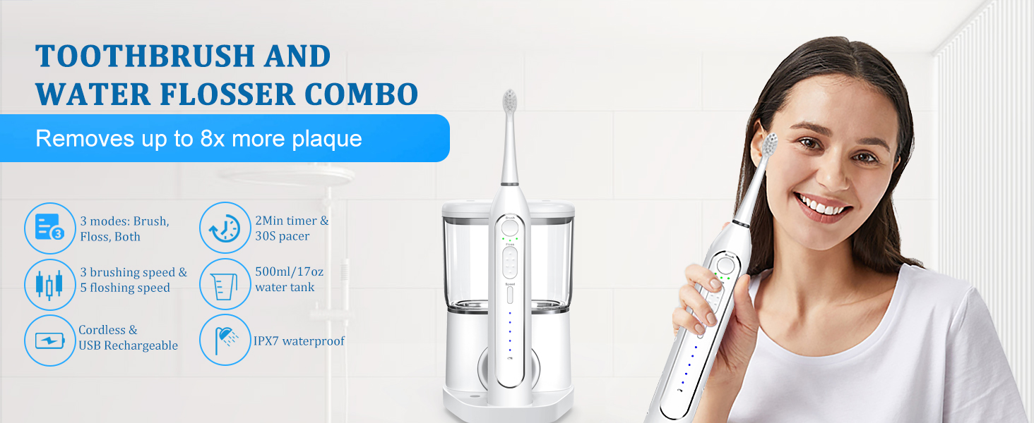 ZoCCee Electric Toothbrush with Water Flosser Combo