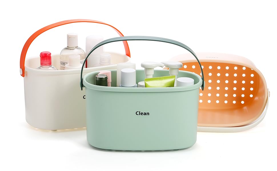 Frcctre 3 Pack Plastic Storage Basket with Handle, Portable