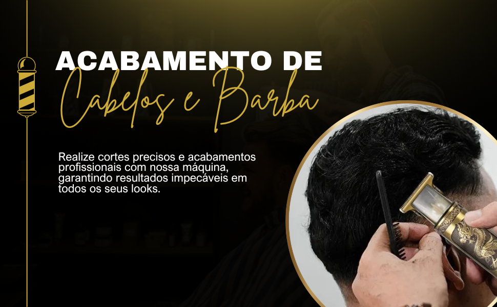 Máquina Profissional Acabamento Cabelo Barba Recarregável Barba Cabelo Premium