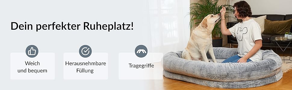 Hundebett für Menschen & Hunde | Riesiges Human Dog Bed für Menschen | Warmes & bequemes Beanbag Bed