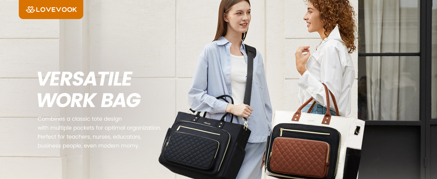 LOVEVOOK Teacher Laptop Tote Bag for Women Nurse Work With Large Cup Holder Computer Purses