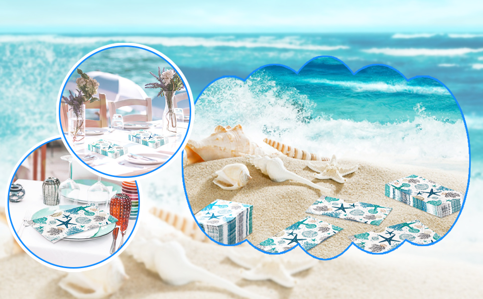 Starfish Seashell Coral Disposable Paper Napkins