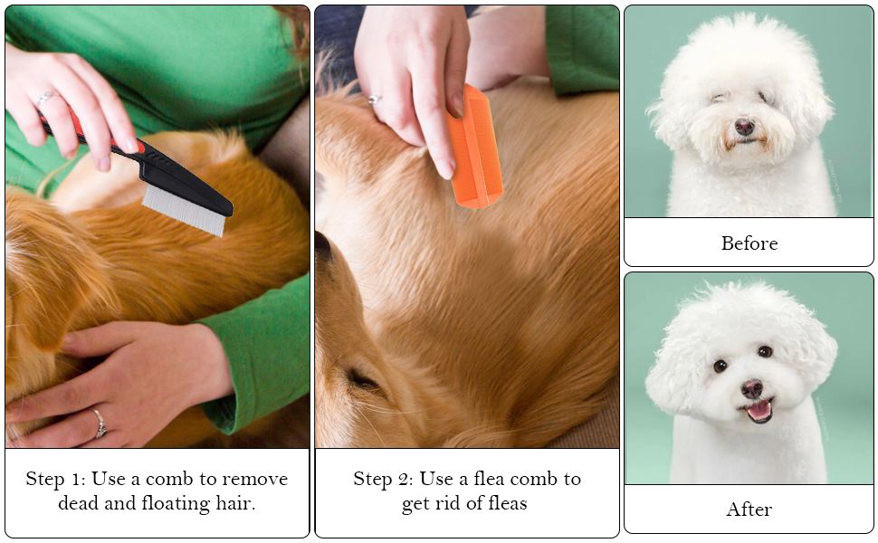 DAWRIS 2 Pcs Pet Grooming Dematting Comb, Flea Comb for Dogs and Cats