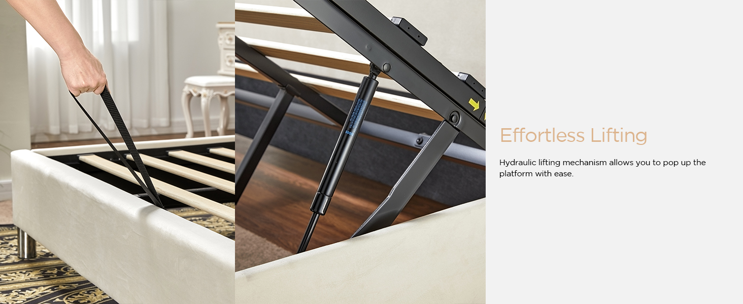 PaPaJet Lift Up Storage Bed Queen Size Upholstered Platform