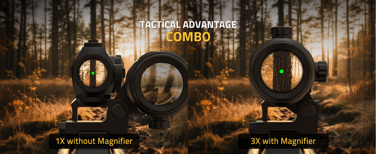 Precision vision combo - CVLIFE JackalHowl Green Dot Sight & 3X Magnifier Combo Set