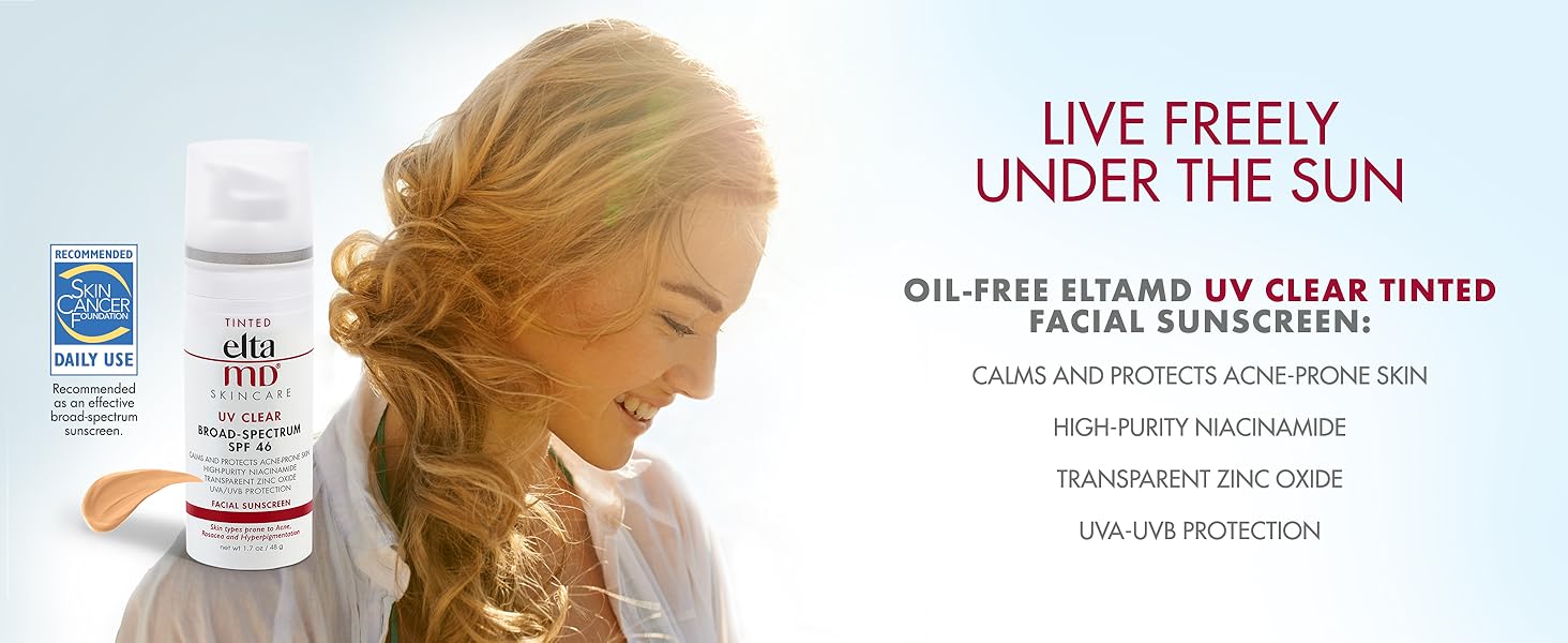 EltaMD UV Clear Tinted Facial Sunscreen UVA-UVB SPF 46, Oil-Free, for Sensitive, Acne-Prone, Rosacea