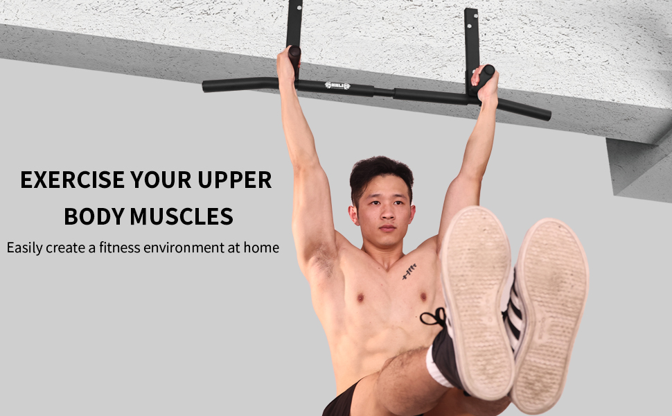 Shnlie Joist Mounted Pull Up Bar, Ceiling Mount Chin Up Bar for Home