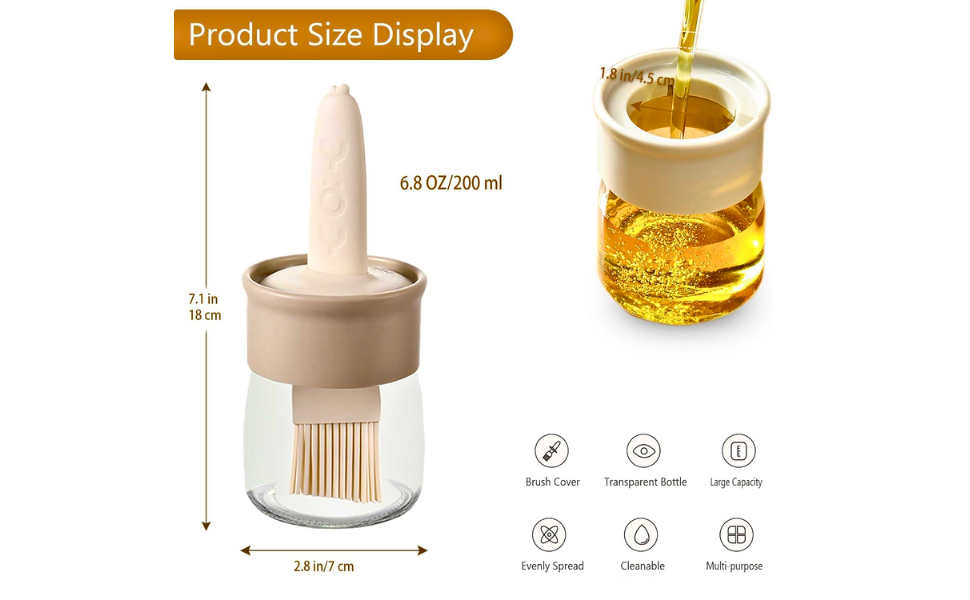 Oil Dispenser Bottle with Silicone Brush