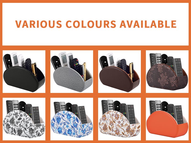 Remote Holder Tray with 5 Compartment,PU Leather Remote