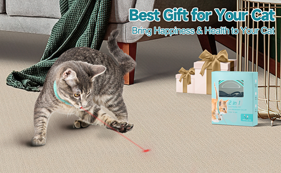 havit Wearable Automatic Cat Toys with LED Lights, Electric Smart Amusing Collar for Kitten