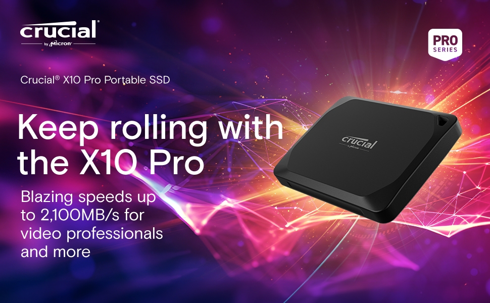 Crucial X10 Pro 4TB Portable SSD, ultra-fast, durable storage.