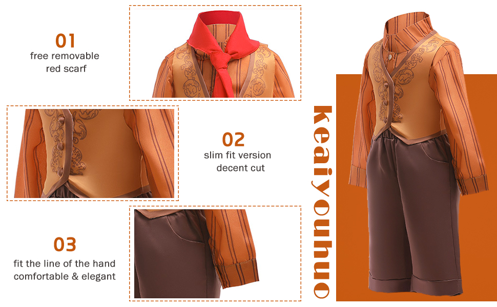 1T-7T Toddler little boy Antonio Encanto Costume Shirt pants vest with scarf