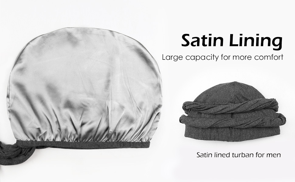 Men Turbans Head Wrap Black Head Turbans Turban Scarf Halo Turbans for Men Satin Head Wrap 