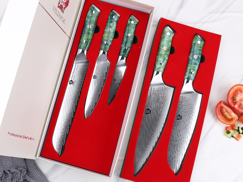 WILDMOK Damascus Knife Set 5 PCS With Gift Box,Kitchen