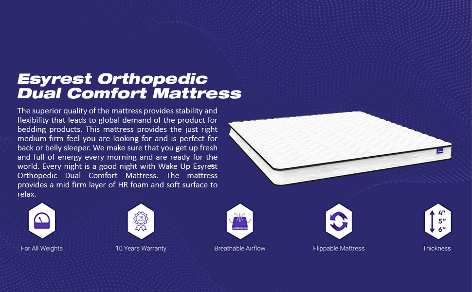 wakeup INDIA Dual Comfort Orthopedic Mattress 10 Year Warranty