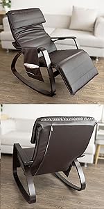 SoBuy Armchair Rocking Nursing Chair Recliner Adjustable Footrest & Removable Cushion Monther's Choice,FST16-DG 20 FST20-BR