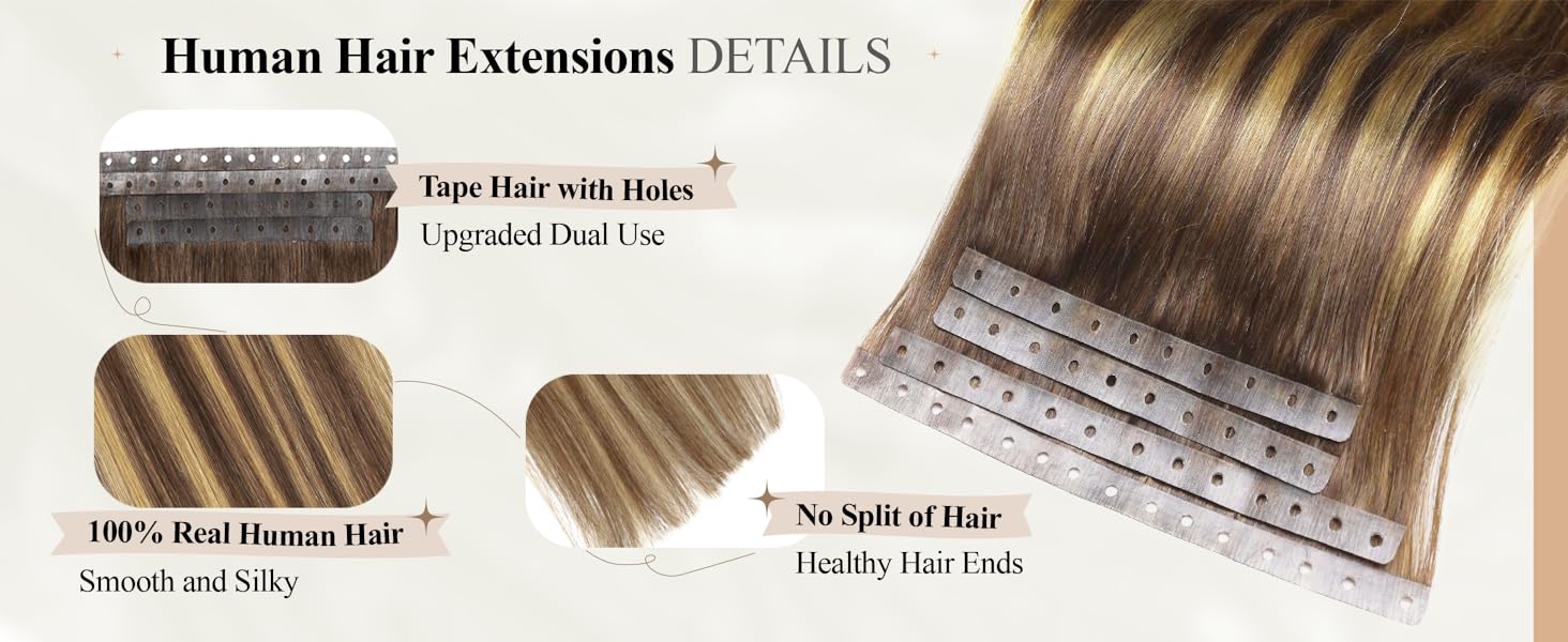 Human Hair Extensions Micro Ring PU Hair Extensions