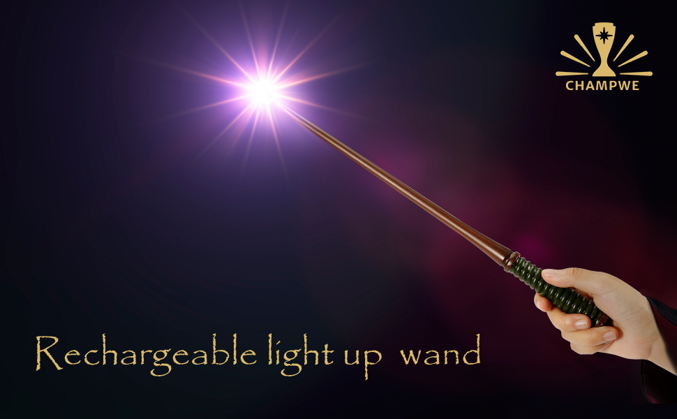 ChampWe Light Up Magic Wizard Wand Rechargeable Illuminating Toy for Kids Witch