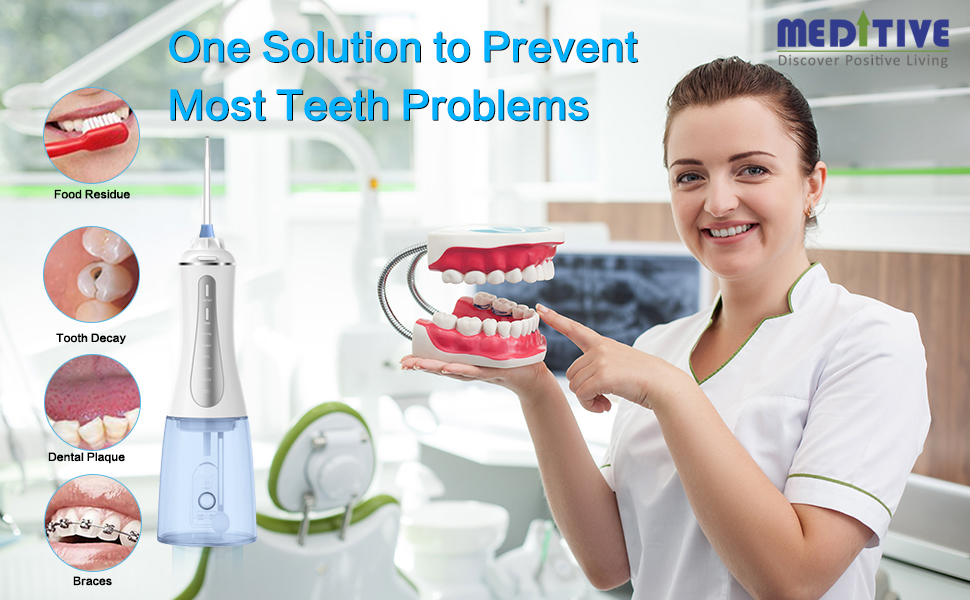 MEDITIVE Water Flosser Cordless for Teeth, Portable Oral Irrigator,