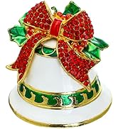 YU FENG Collectable Bell Christmas Trinket Boxes Hinged Rhinestones Jeweled Colorful Enamel Decor...