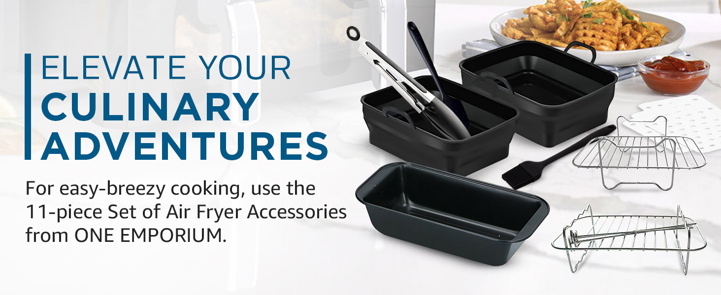 11 PCS Ninja Air Fryer Accessories Set for Dual-Basket Air Fryers, Air Fryer Racks, Silicone Air Fryer Liners Oil Brush, Kitchen Tongs, Coating Pan, Paper Liners, Silicone Gloves - Complete Gift Set 25 Air Fryer Liner