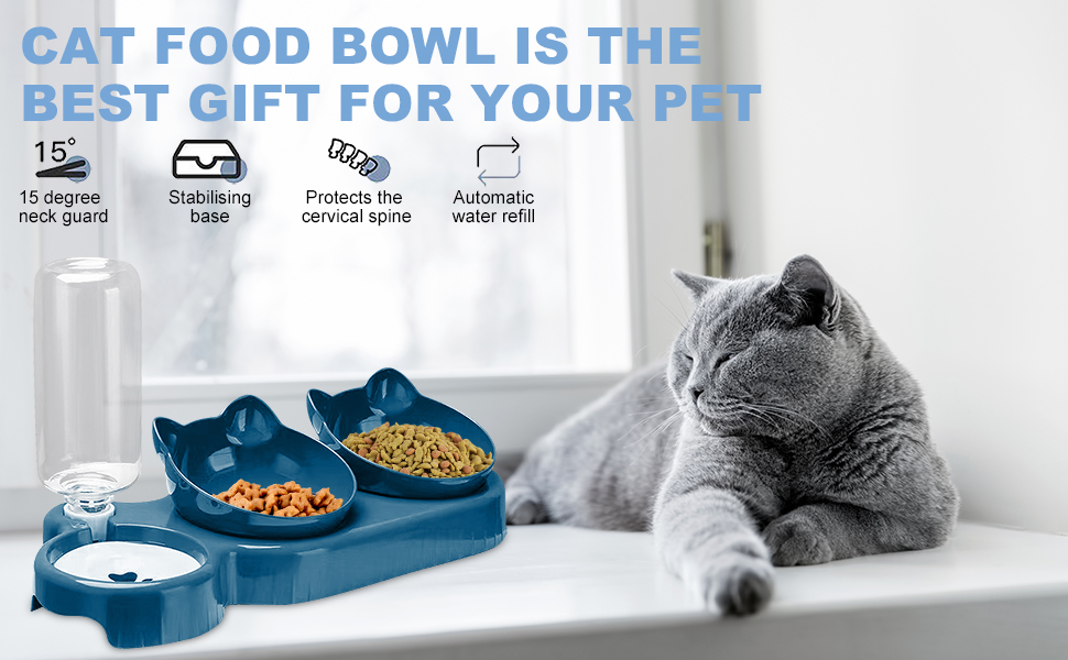 Cat Bowl,Lighterday 3 in 1 Cat Food Bowl,Detachable Cat Feeding Bowl