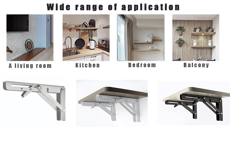 Oudtinx 2PCS Folding Shelf Brackets,Heavy Duty Triangle Shelf Bracket